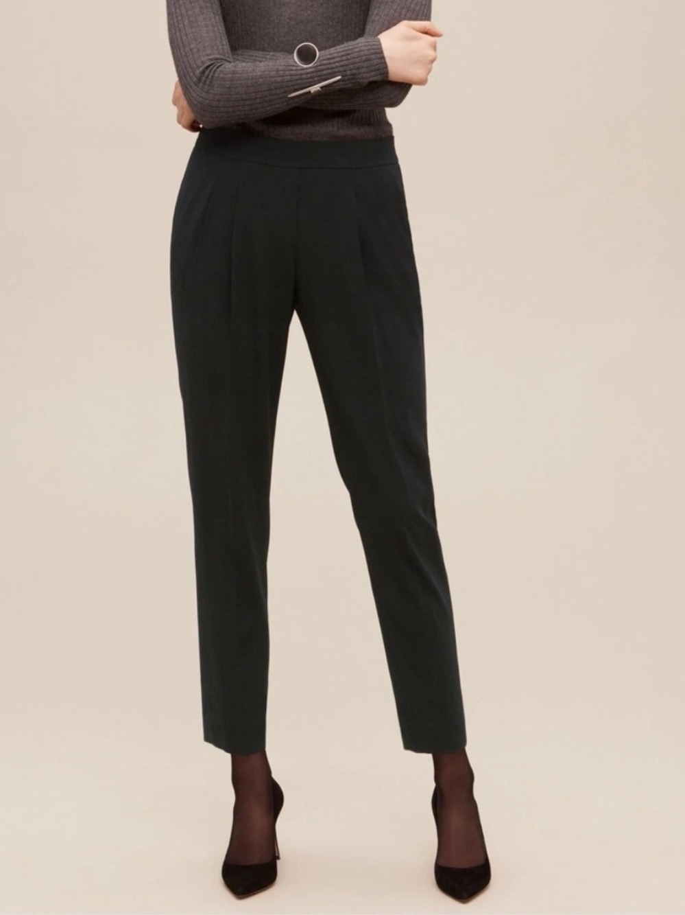 NEW Babaton Cohen Pant Shiny Silky Black Crop